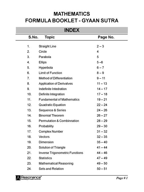 50 maths formulas pdf class 9