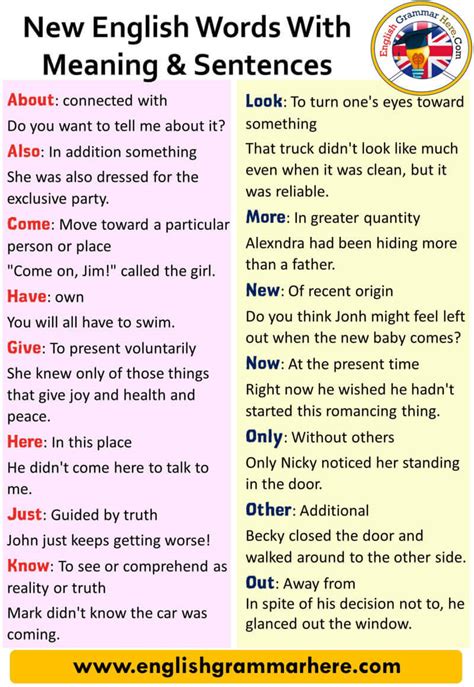 50 words with meaning and example