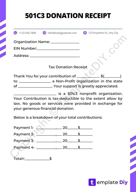 501c3 Donation Receipt Template