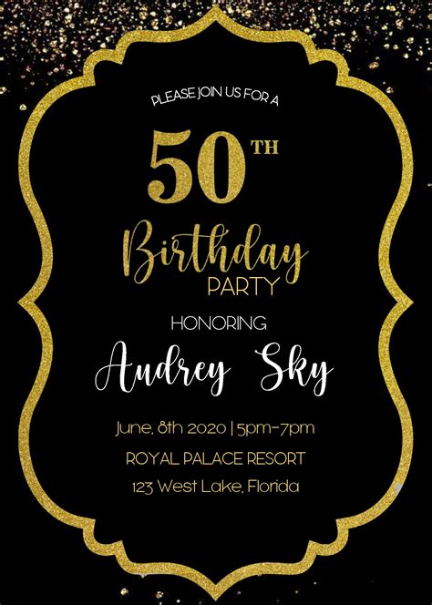 50th Birthday Invitation Templates