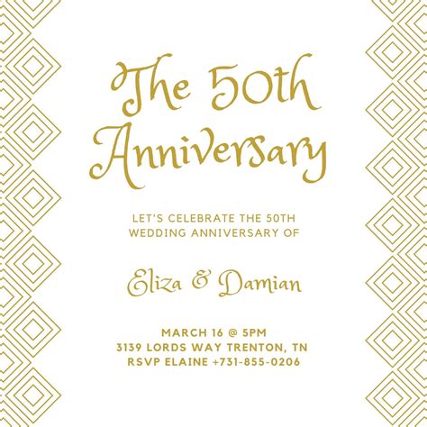 50th Wedding Anniversary Invitations Templates