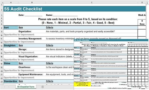 5s checklist template excel pdf