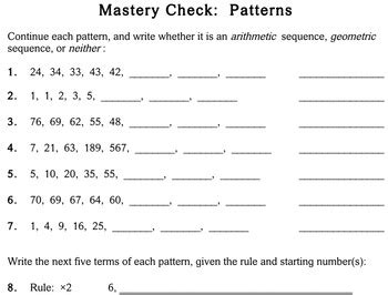 5th grade patterns in maths for class 5