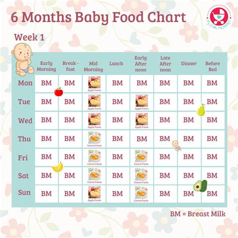 6 Months Baby Food Chart