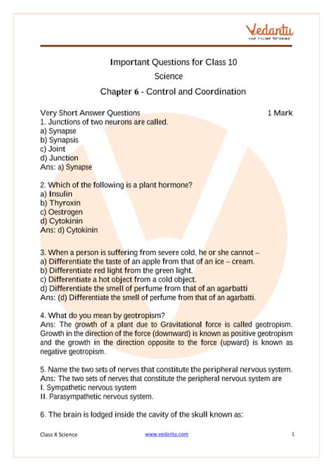 6 to 10 science important questions with answers