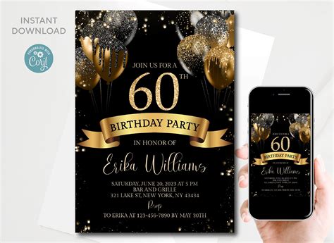 60th Birthday Invitation Template