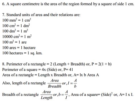 6th std maths formulas