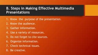 8 steps in making effective multimedia presentation