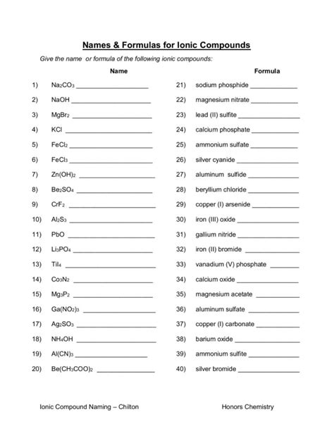 9.2 naming and writing formulas for ionic compounds worksheet answer key