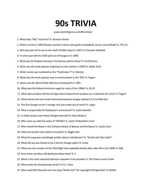 90s trivia questions and answers pdf