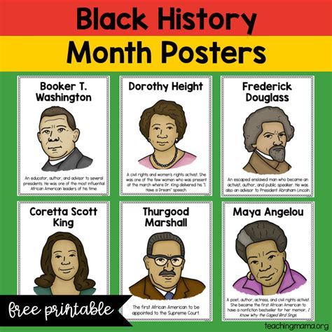 A To Z Famous African Americans Printable Pictures