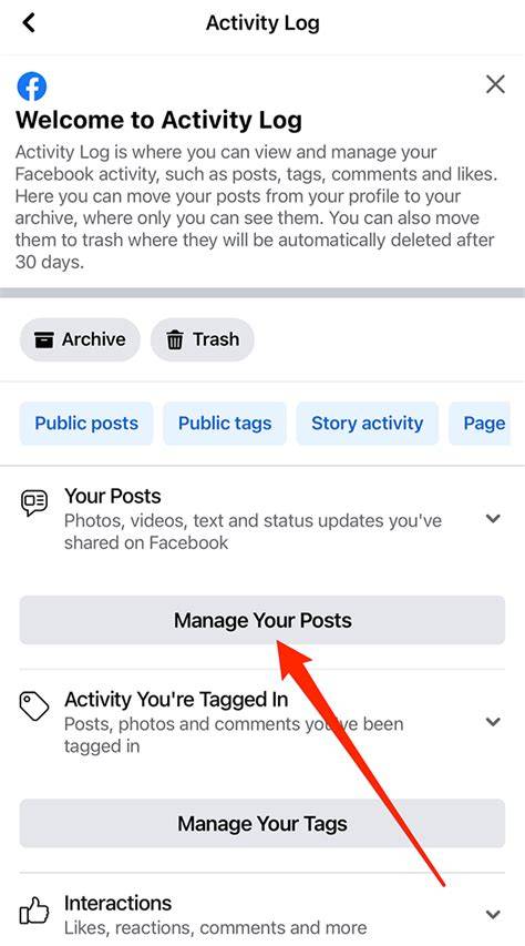 Accessing Activity Log Facebook