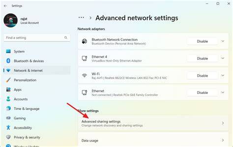 Accessing Network Sharing Settings