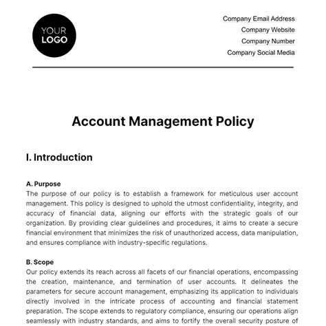 Account Management Policy Template