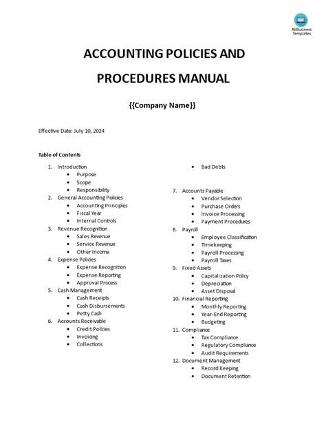 Accounting Manual Template