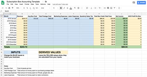 Accounting Template Google Sheets