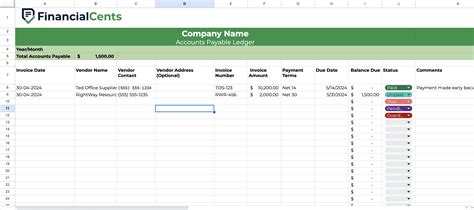 Accounts Payable Excel Template
