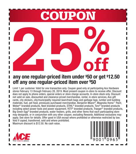 Ace Hardware $25 Off Coupon Printable