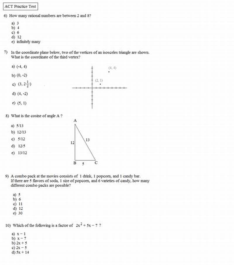 Act Math Practice Test Printable