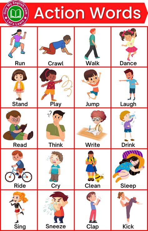 Action Words Pictures Printable