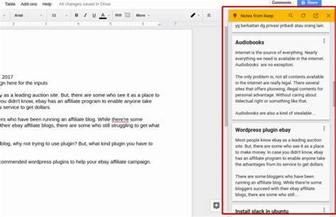 Add Google Keep to Google Docs
