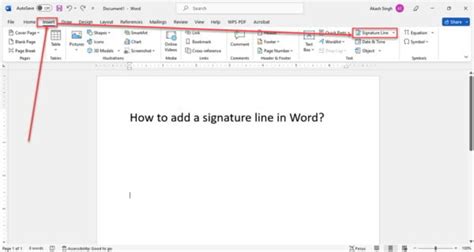 Add Signature Line Manually in Word