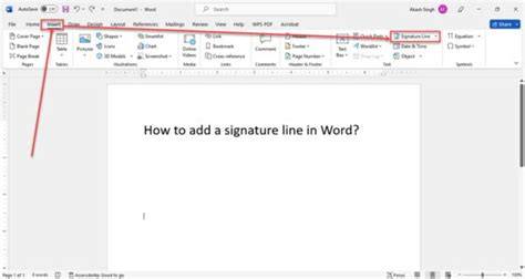 Add Signature Line in Word