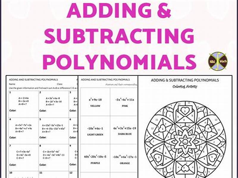 Adding And Subtracting Polynomials Coloring Activity