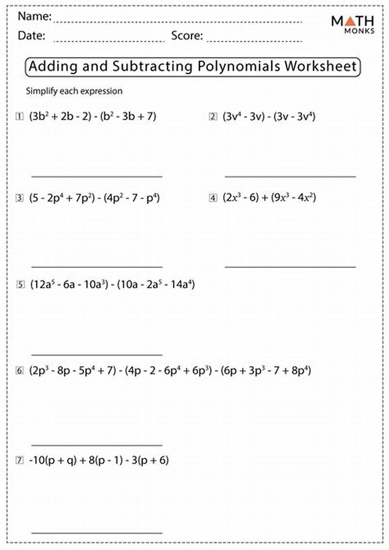 Adding And Subtracting Polynomials Coloring Worksheet Answer Key