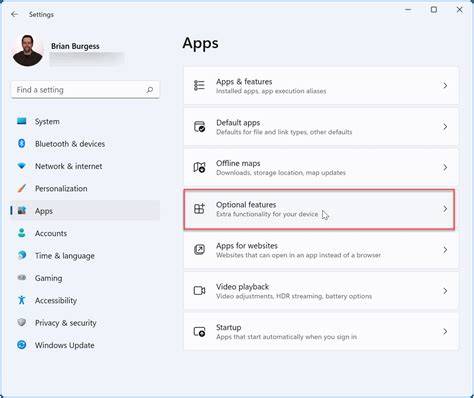 Adding Optional Features Windows Settings