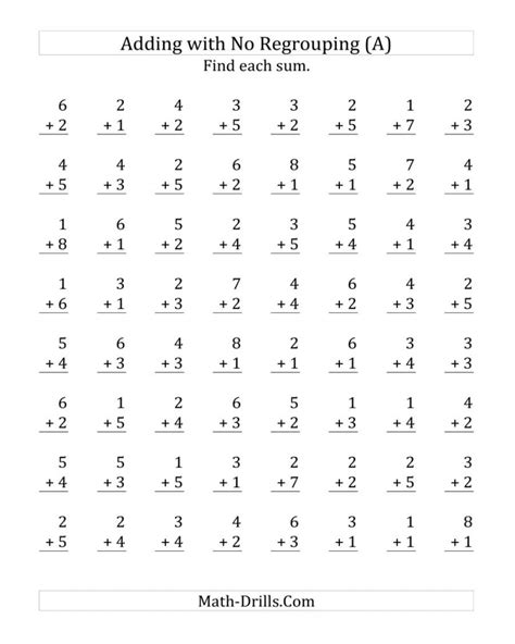 Addition Math Worksheets Printable