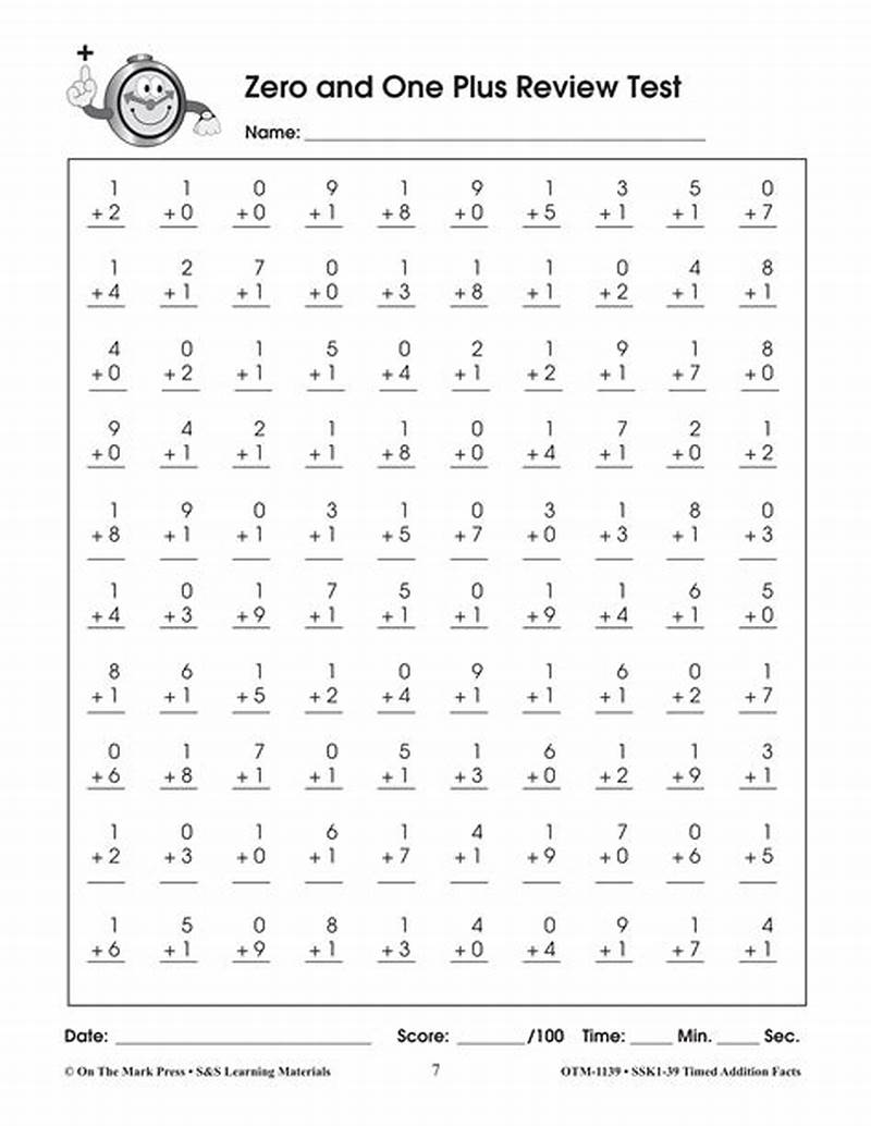 Addition Timed Test Printable