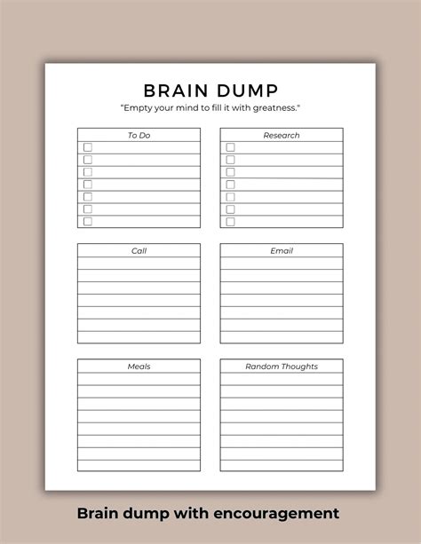 Adhd Brain Dump Template