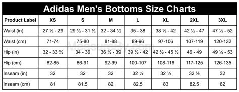 Adidas Size Chart Trousers
