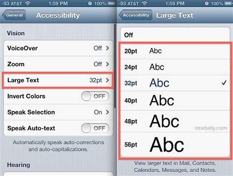 Adjusting font settings on iOS apps