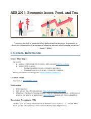 Aeb2014 Economic Issues Food And You Course Catalog