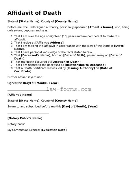 Affidavit Of Death Template