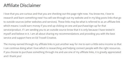 Affiliate Disclaimer Template