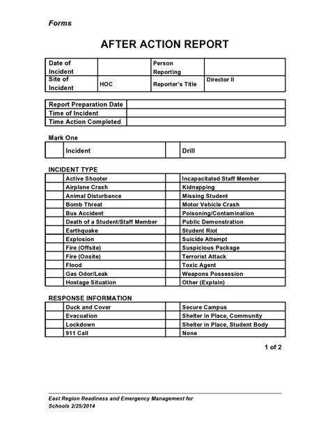 After Action Report Template Fema