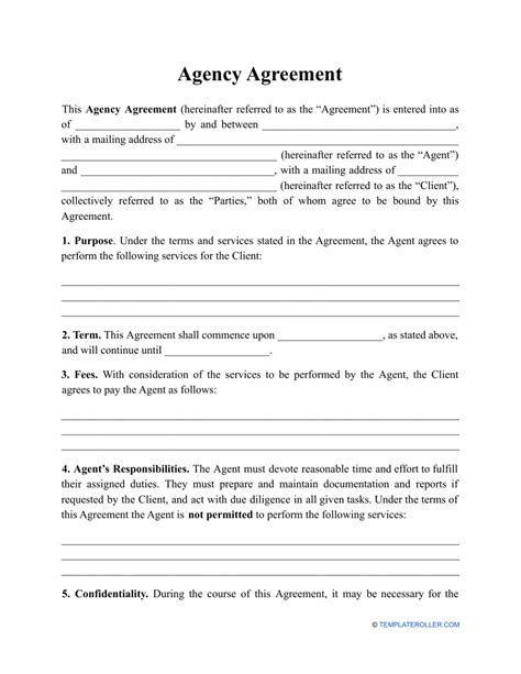 Agency Contract Template