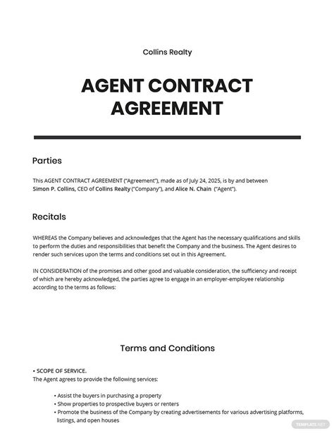Agent Contract Agreement Template