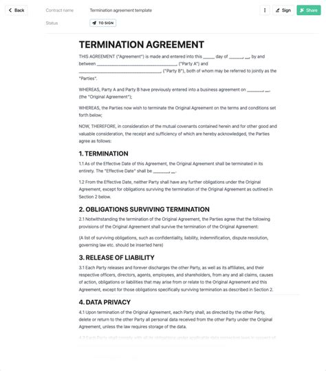 Agreement termination clause