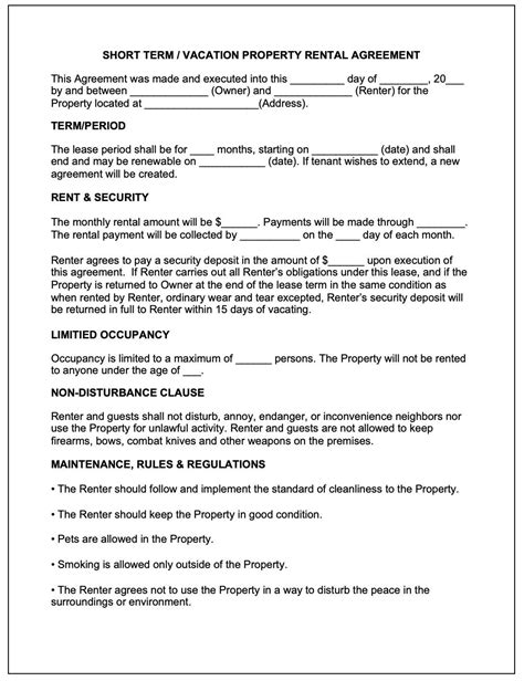 Airbnb Contract Template