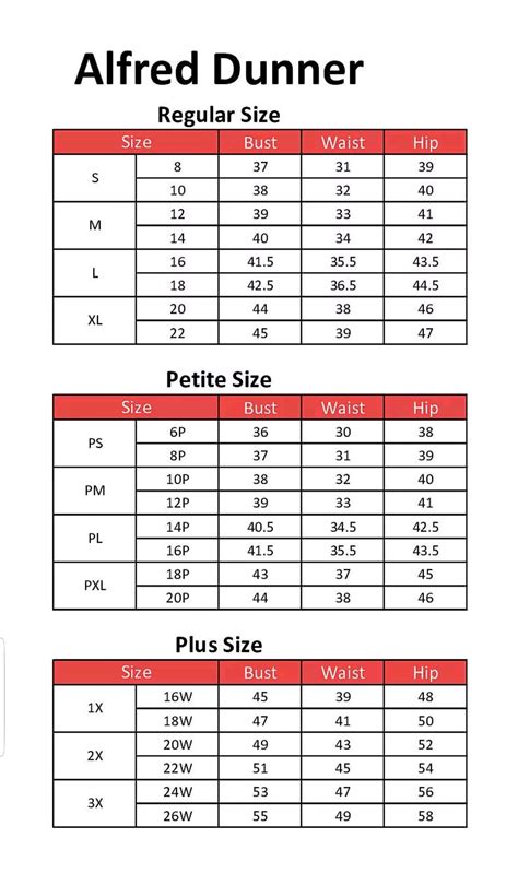Alfred Dunner Size Chart