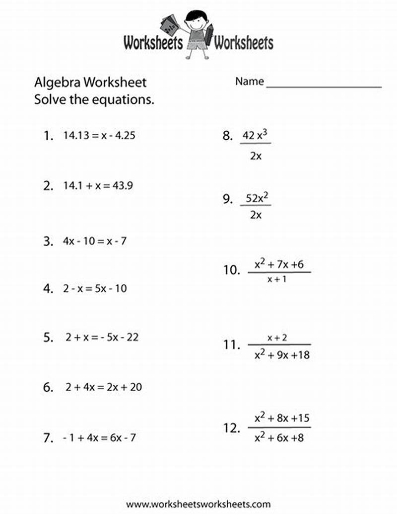 Algebra Practice Problems Printable