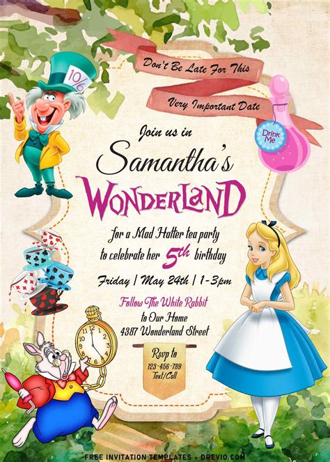 Alice And Wonderland Invitation Templates