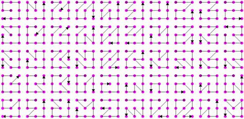All Possible 9-dot Pattern Lock Combinations