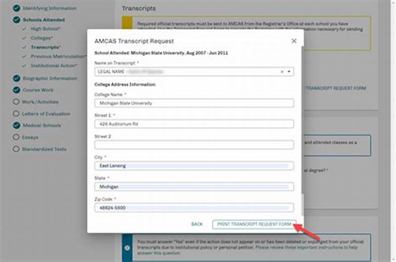 Amcas Transcript Request Form