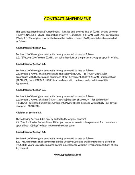 Amendment Contract Template
