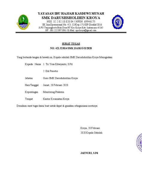 Anatomi Surat Tugas Monitoring